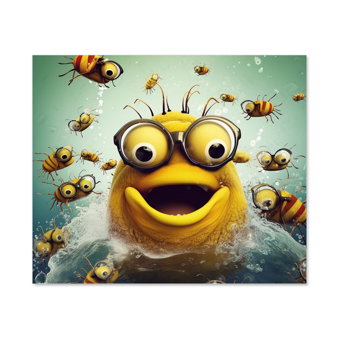Happy Worm And Bees Splashart Kitchen Splashback