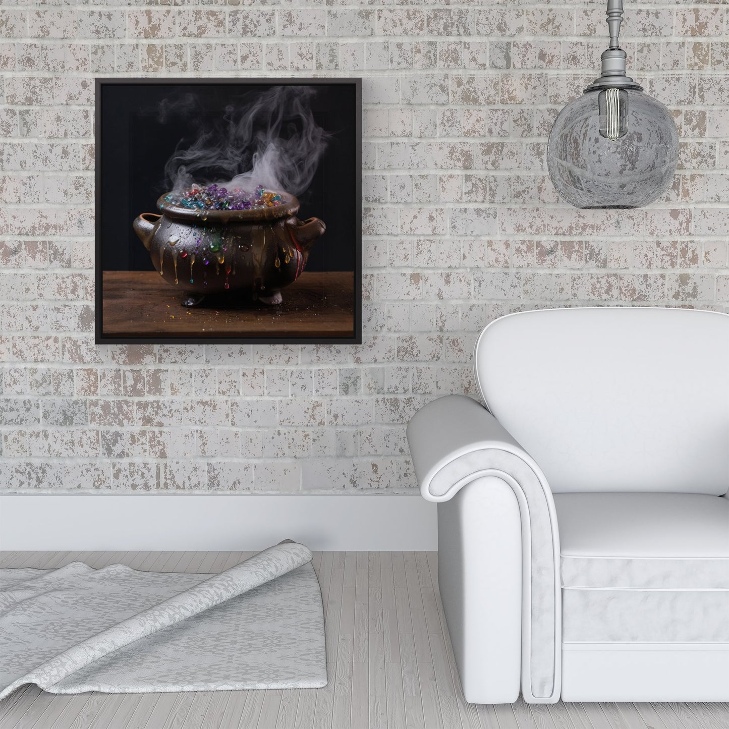 Contemporary Bubbling Cauldron Framed Canvas