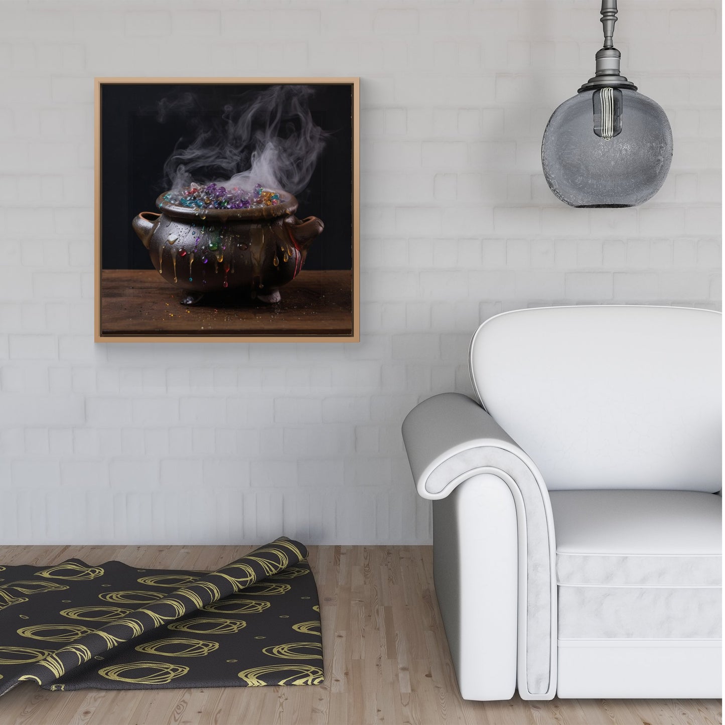 Contemporary Bubbling Cauldron Framed Canvas