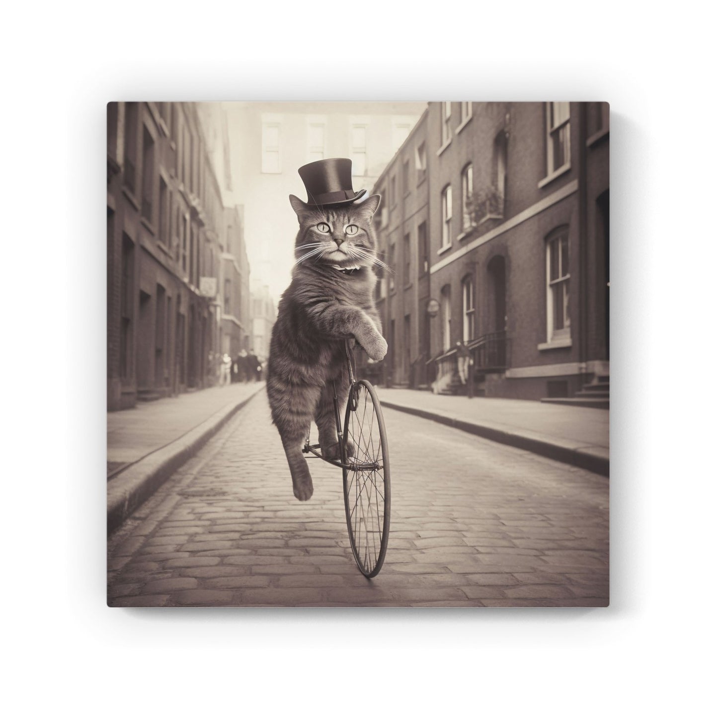 Victorian Cat Riding A Bike Canvas