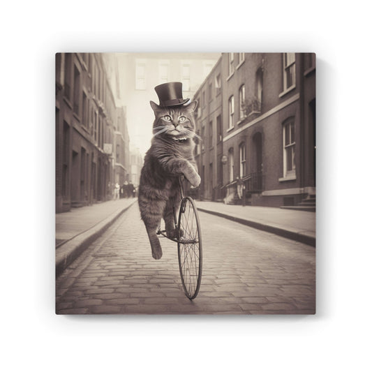 Victorian Cat Riding A Bike Canvas