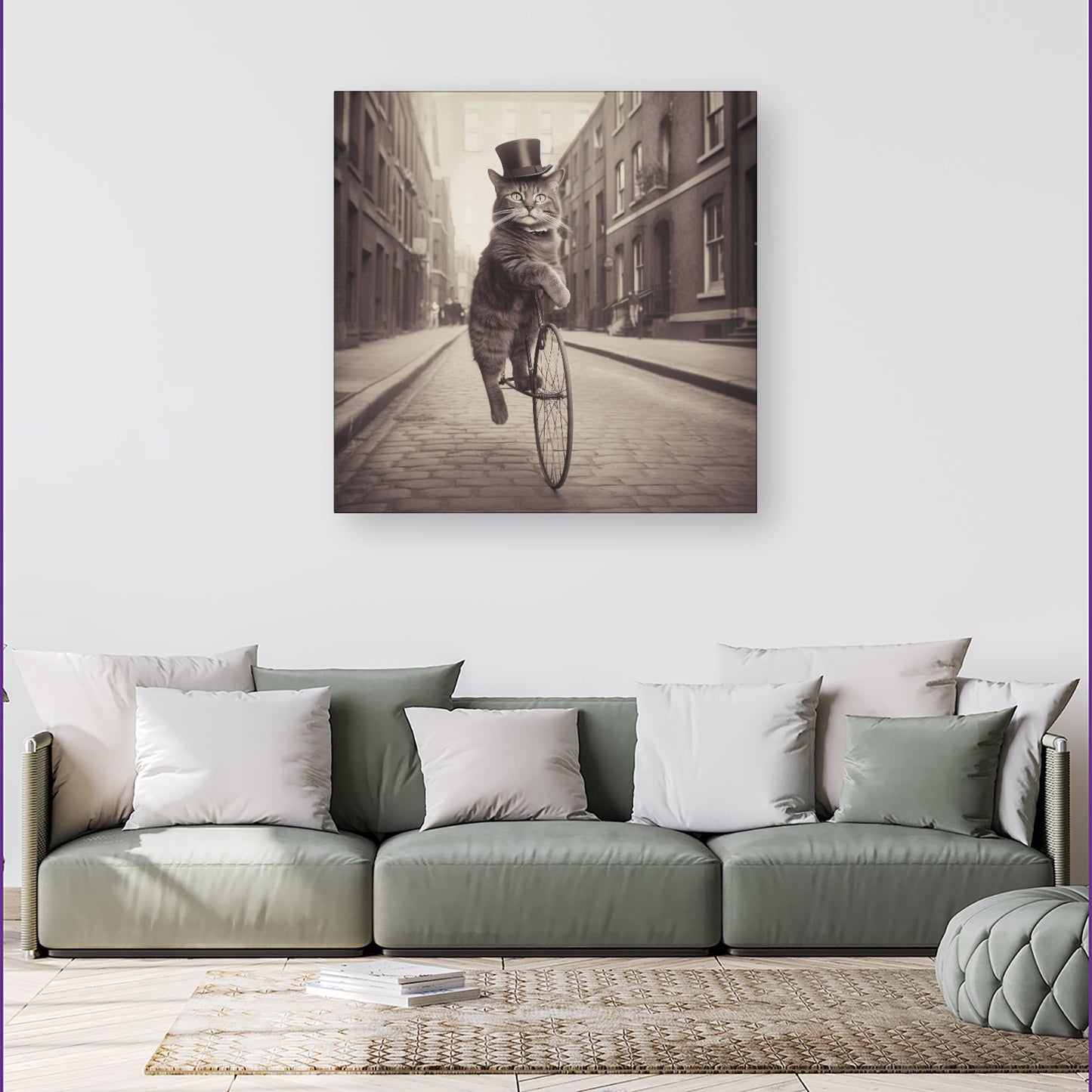 Victorian Cat Riding A Bike Canvas