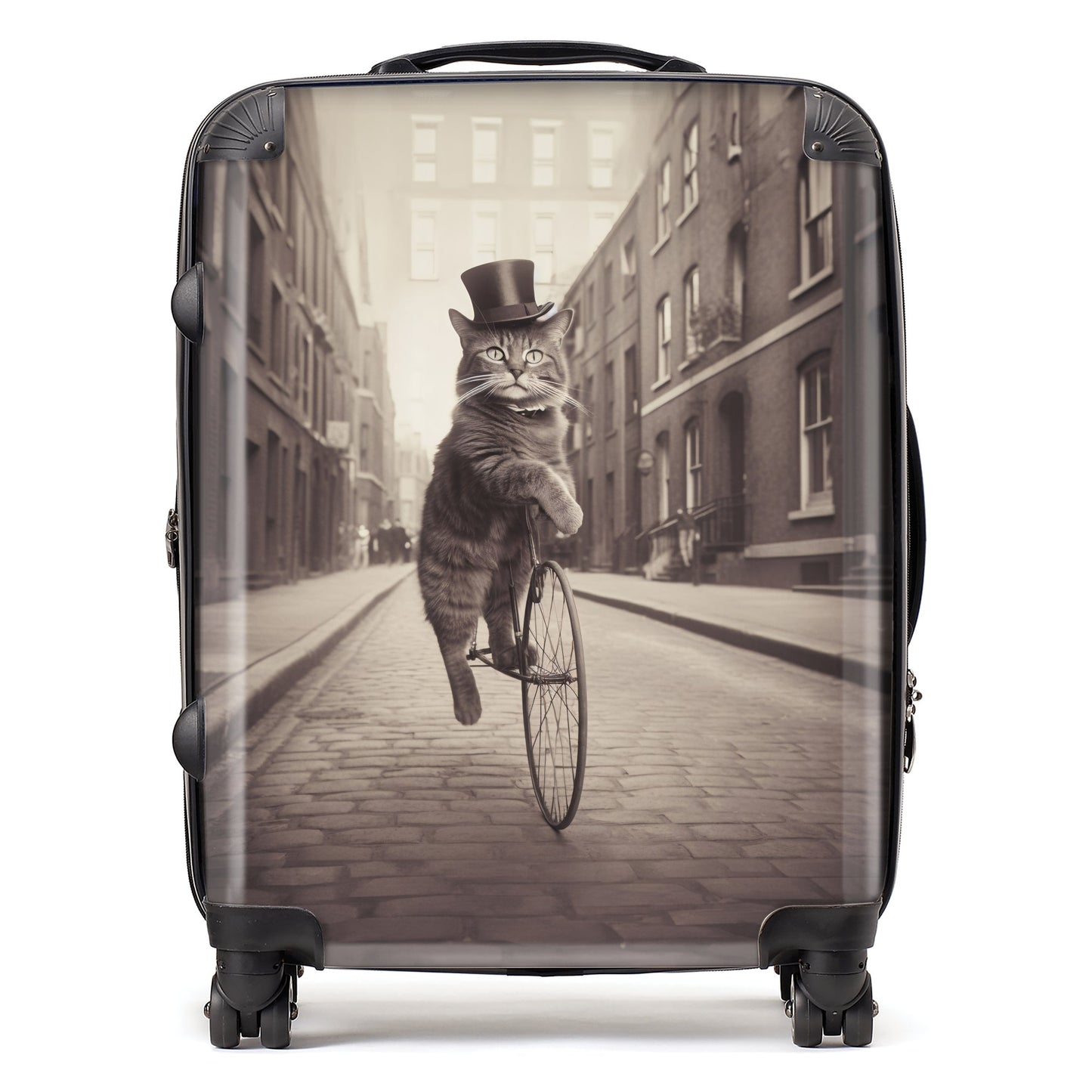 Victorian Cat Riding A Bike Suitcase