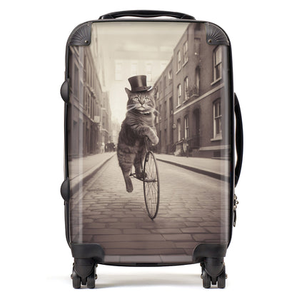 Victorian Cat Riding A Bike Suitcase
