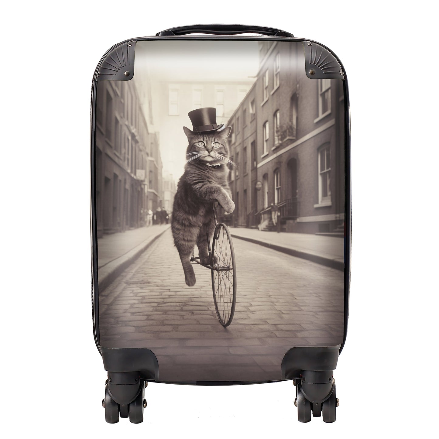 Victorian Cat Riding A Bike Suitcase
