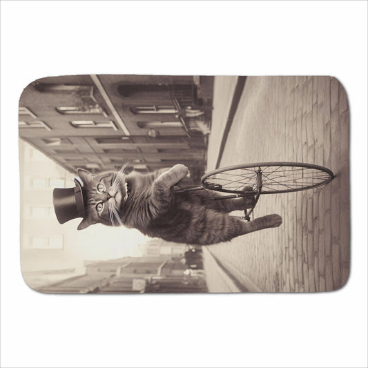 Victorian Cat Riding A Bike Sherpa Blanket