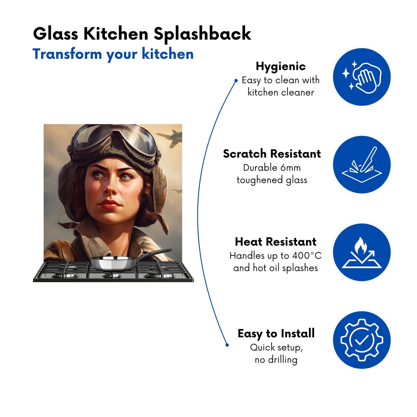 Female Pilot Kitchen Splashback
