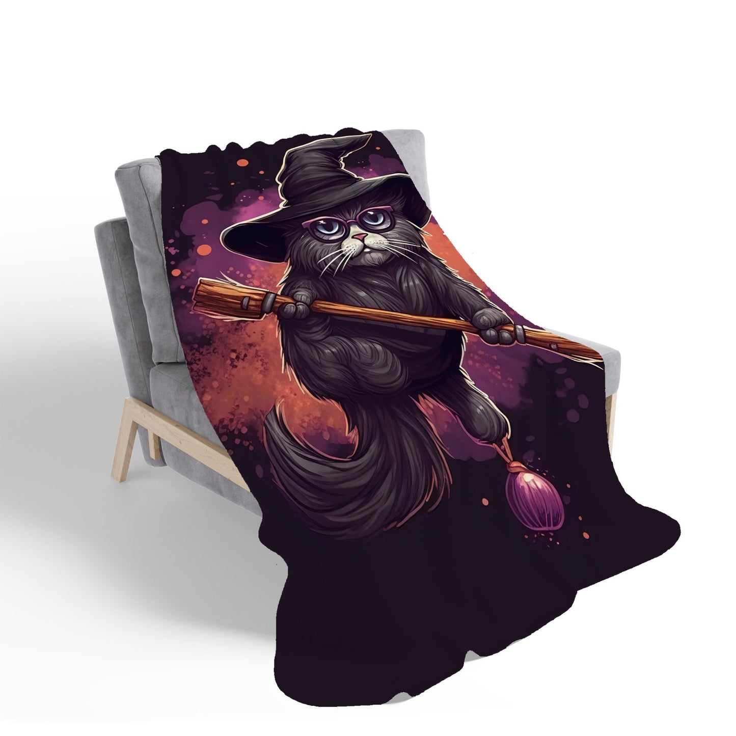 Cat And A Broom Sherpa Blanket