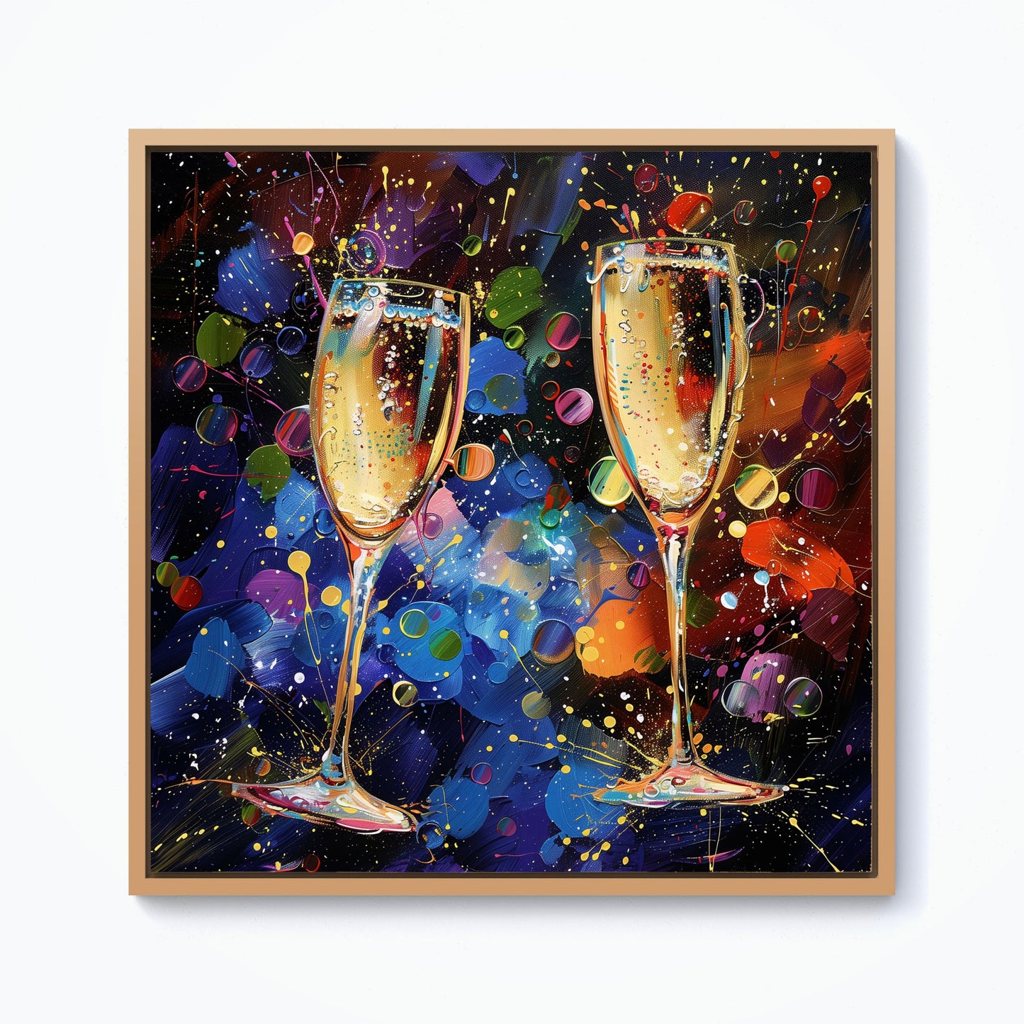Splashart Champagne Flutes Framed Canvas