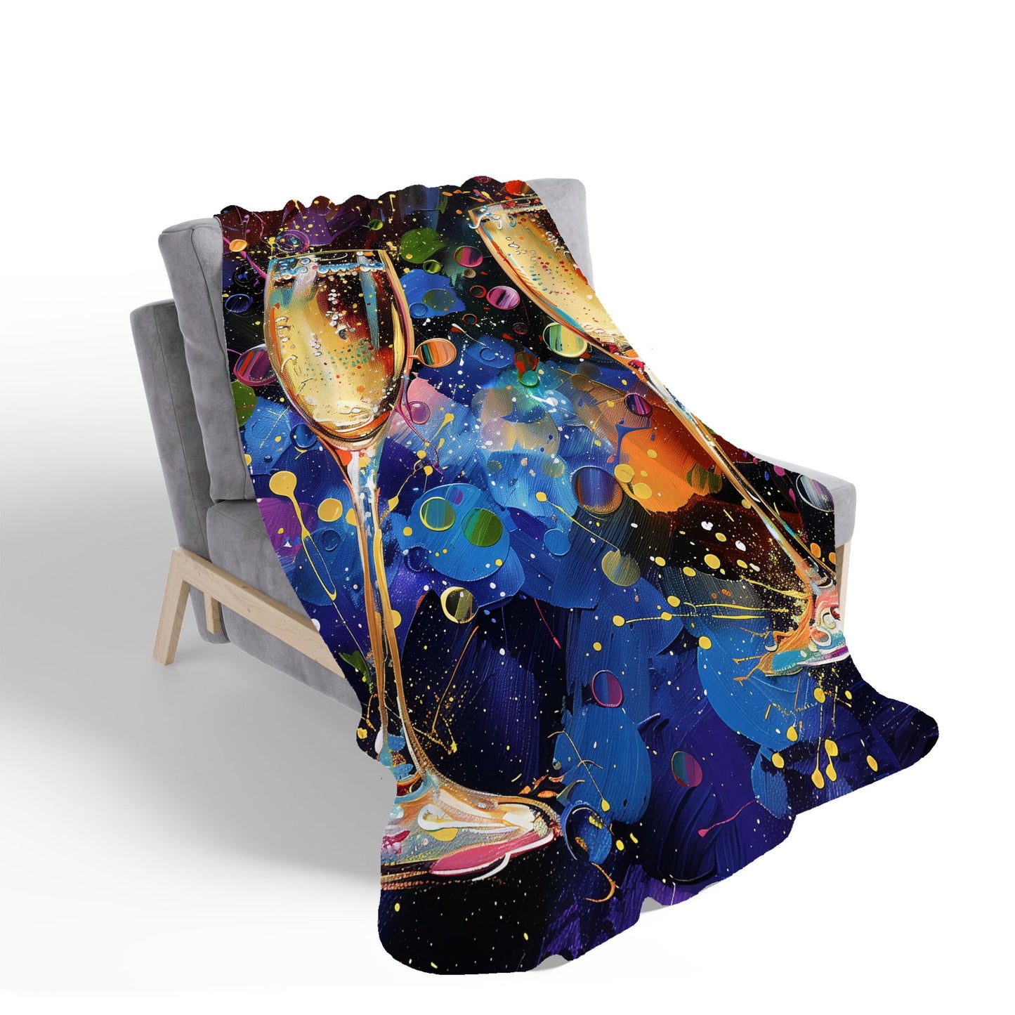 Splashart Champagne Flutes Sherpa Blanket