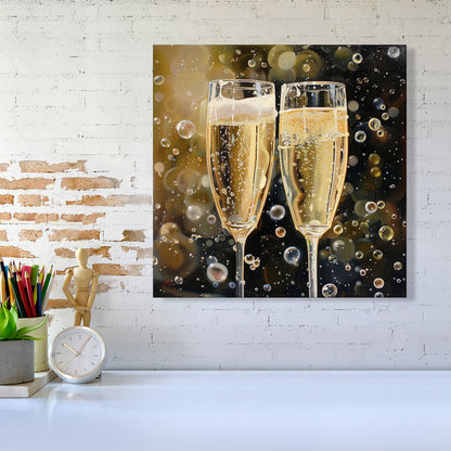 Splashart Bubbly Champagne Flues Canvas