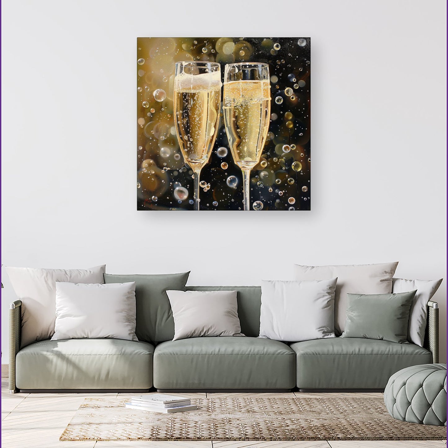 Splashart Bubbly Champagne Flues Canvas