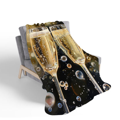 Splashart Bubbly Champagne Flues Sherpa Blanket