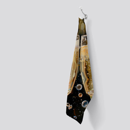 Splashart Bubbly Champagne Flues Tea Towel