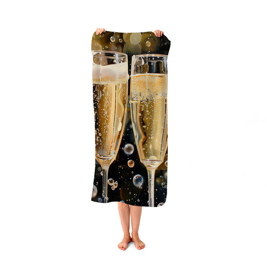 Splashart Bubbly Champagne Flues Beach Towel