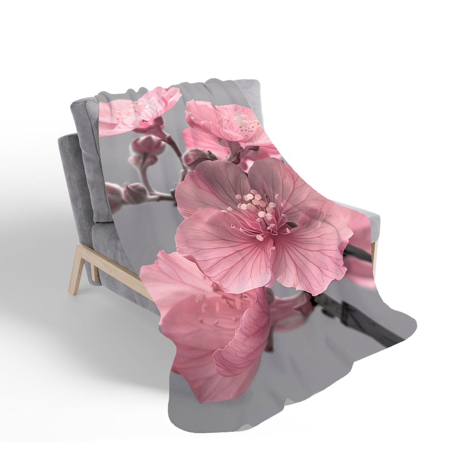 Delicate Pink Flowers Sherpa Blanket