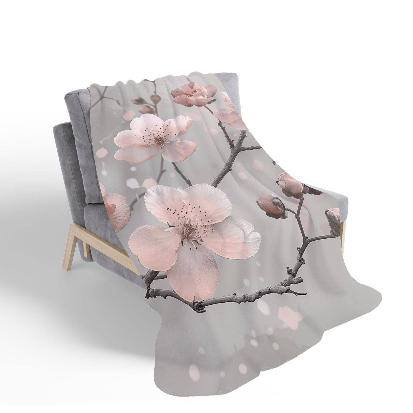 Delicate Spring Blossom Sherpa Blanket