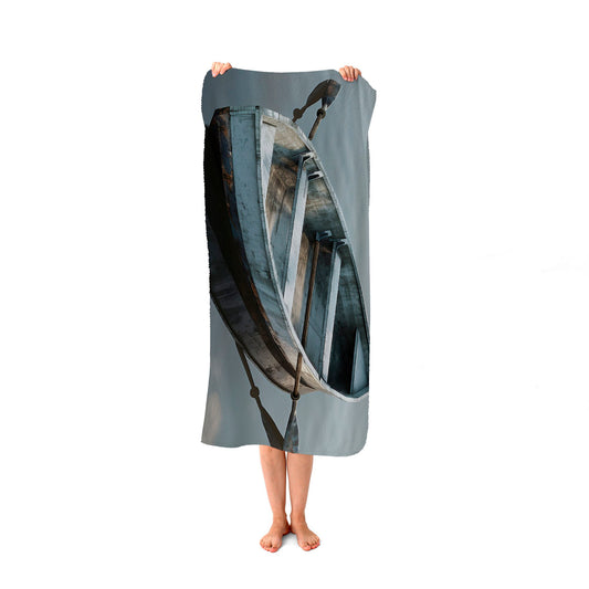 Boat On The Lake Beach Towel