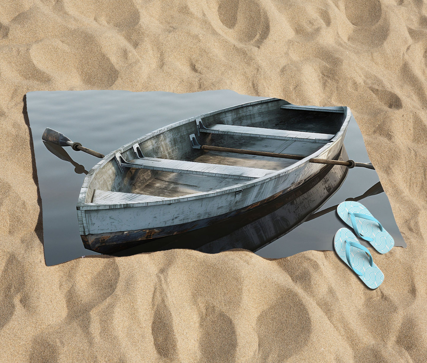 Boat On The Lake Beach Towel
