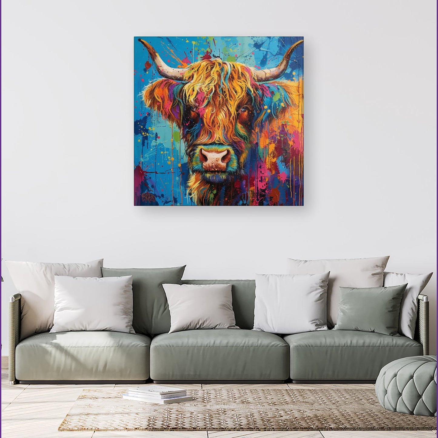 Splashart Highland Cow Canvas