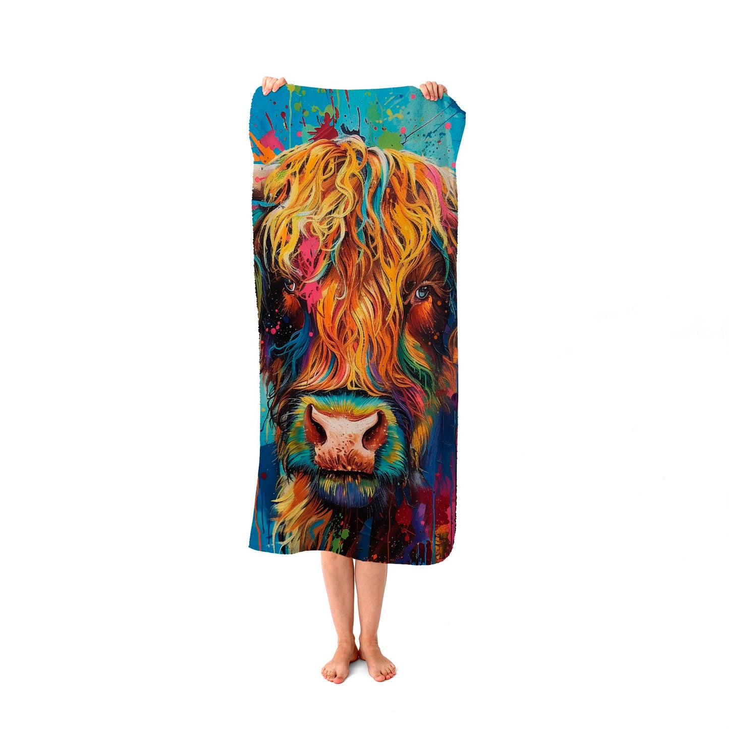 Splashart Highland Cow Beach Towel