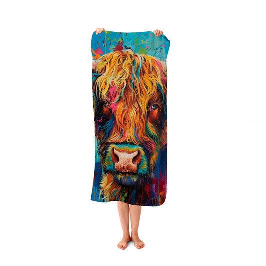 Splashart Highland Cow Beach Towel