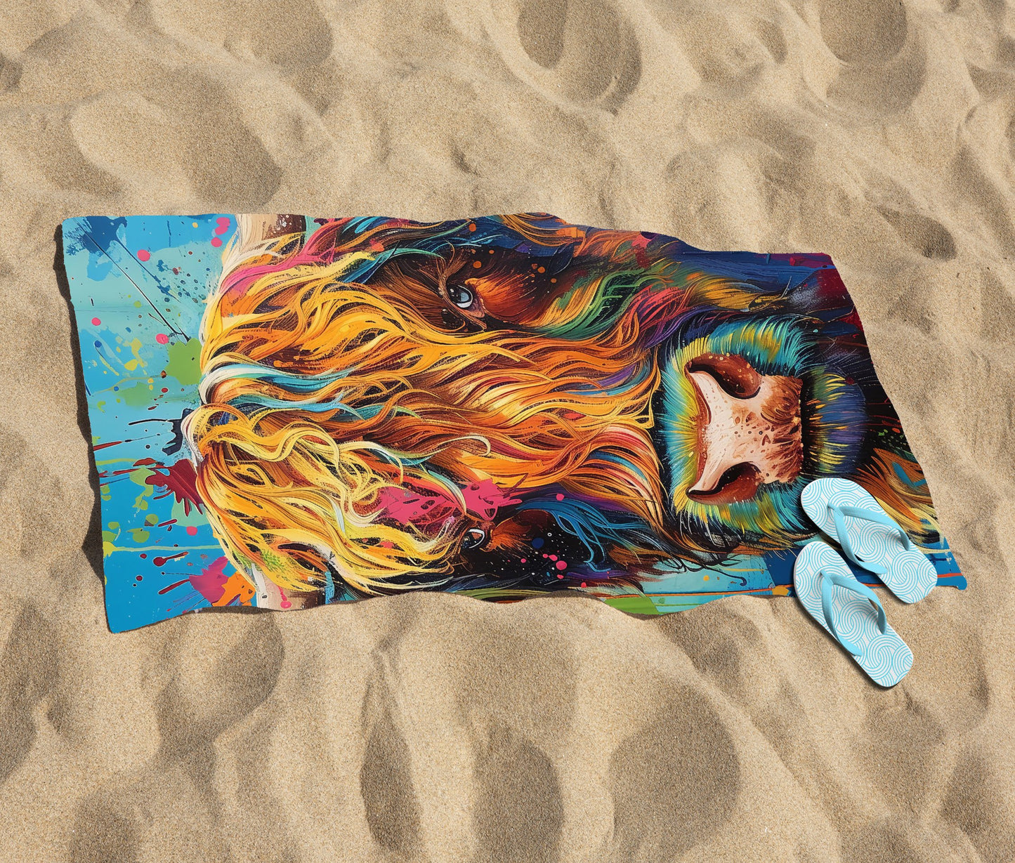 Splashart Highland Cow Beach Towel