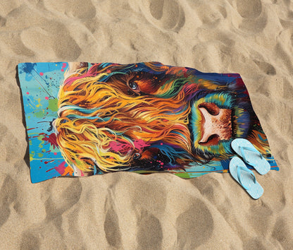 Splashart Highland Cow Beach Towel