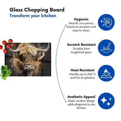 Bronze Splashart Highland Cow Chopping Board