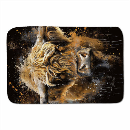 Bronze Splashart Highland Cow Sherpa Blanket