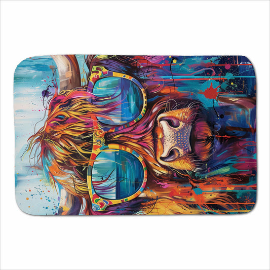 Splashart Highland Cow With Glasses Sherpa Blanket