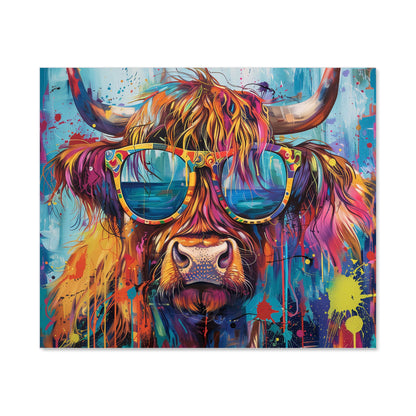 Splashart Highland Cow With Glasses Kitchen Splashback