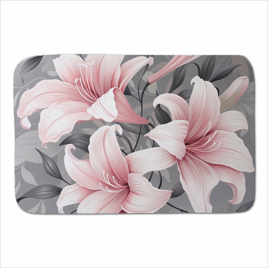 Pink Lilies On Grey Sherpa Blanket