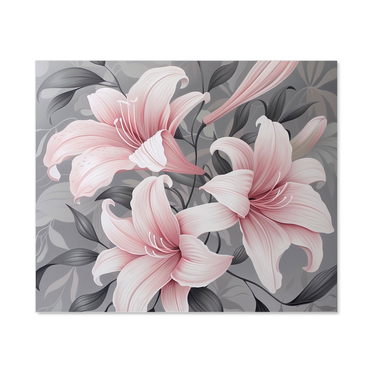 Pink Lilies On Grey Kitchen Splashback
