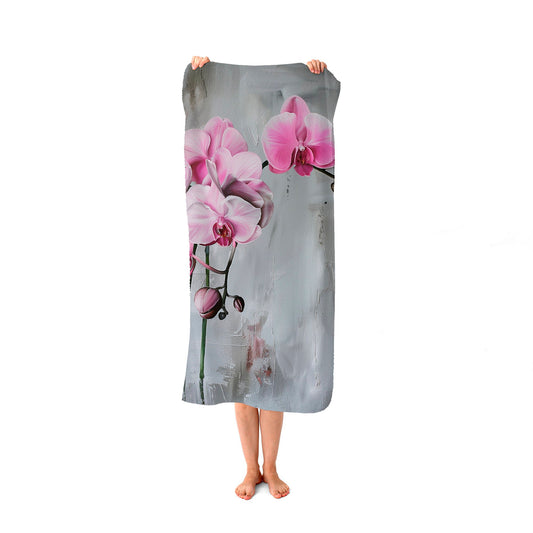 Pink Orchids Beach Towel