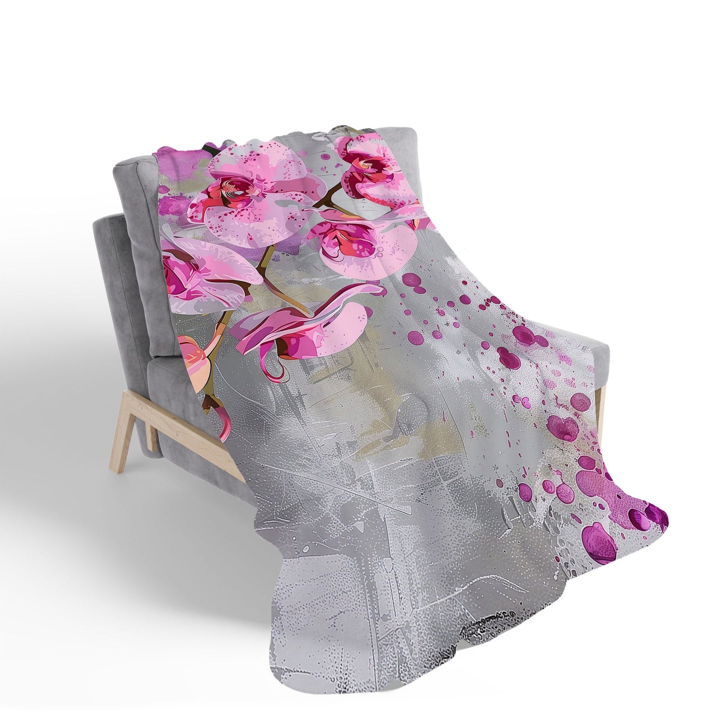 Orchids Splashart Sherpa Blanket