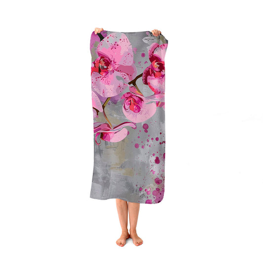 Orchids Splashart Beach Towel