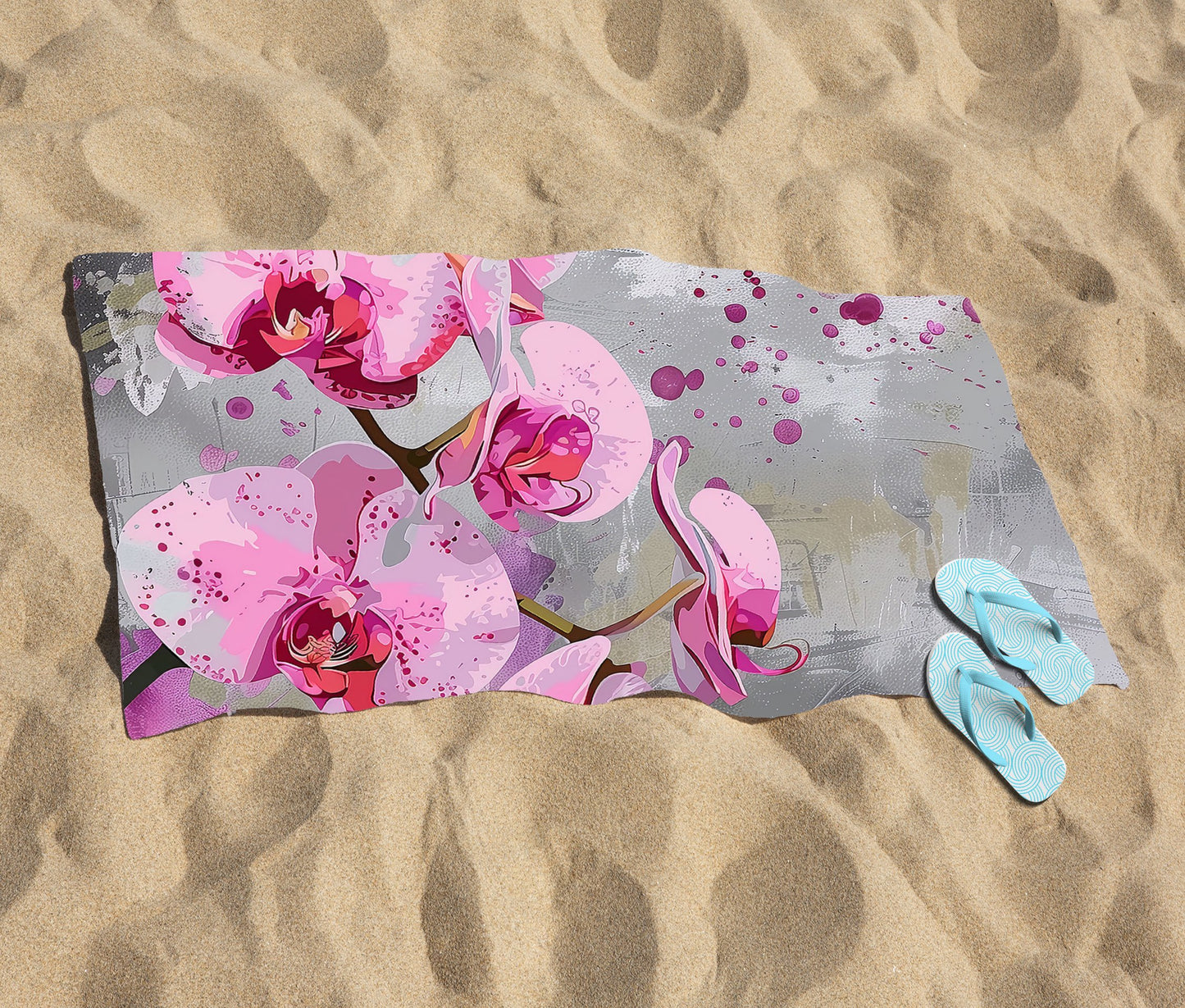 Orchids Splashart Beach Towel