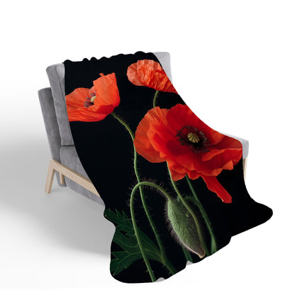 Poppies Sherpa Blanket