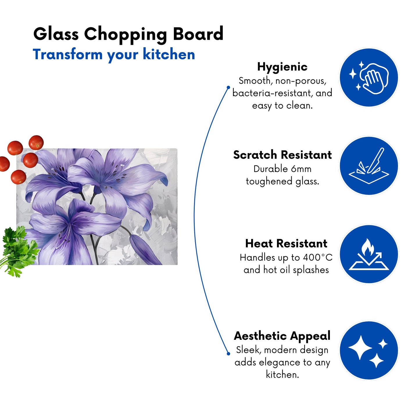 Purple Lilies Chopping Board