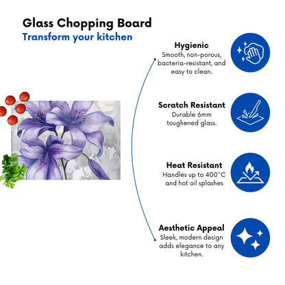 Purple Lilies Chopping Board