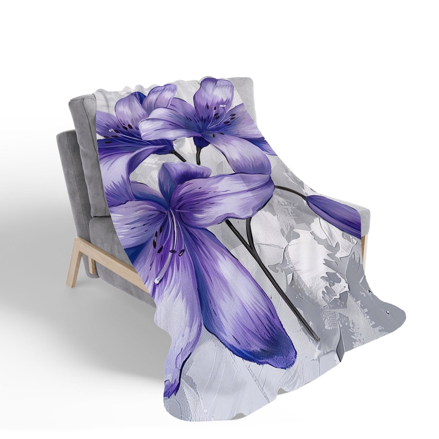 Purple Lilies Sherpa Blanket