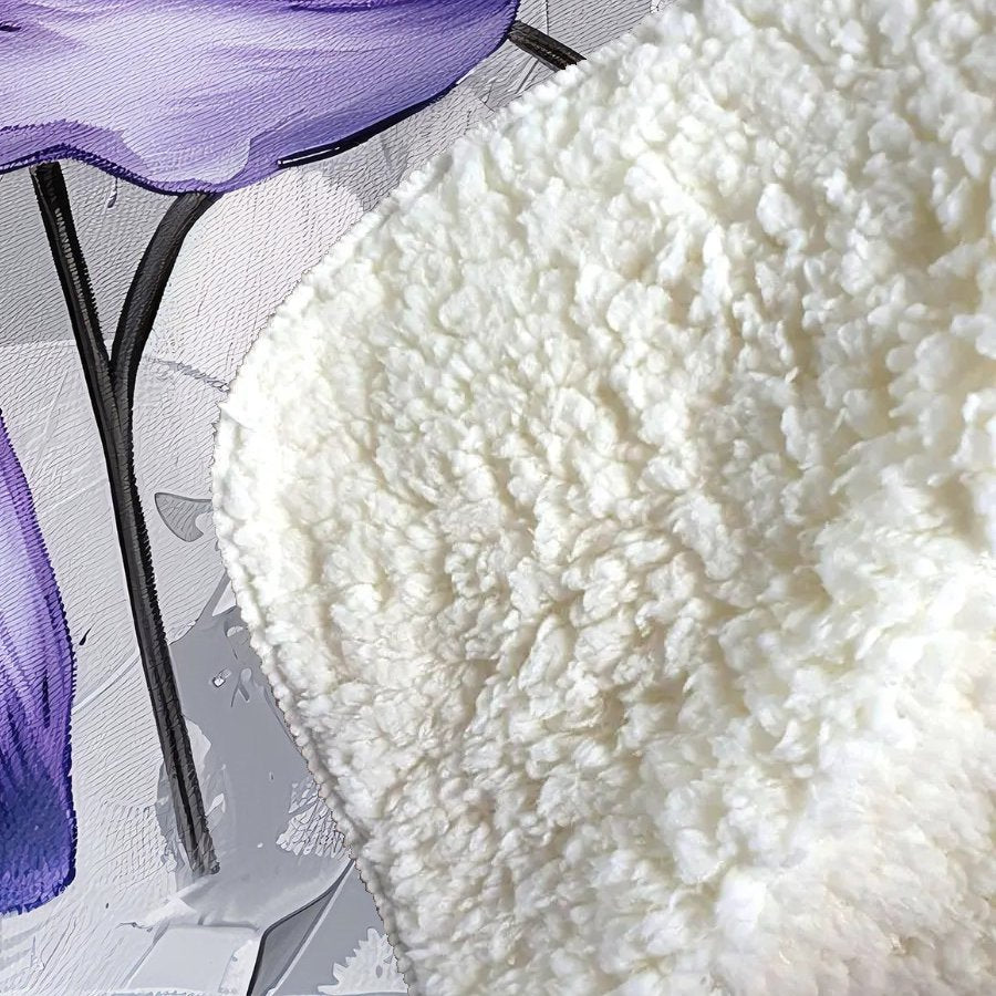 Purple Lilies Sherpa Blanket