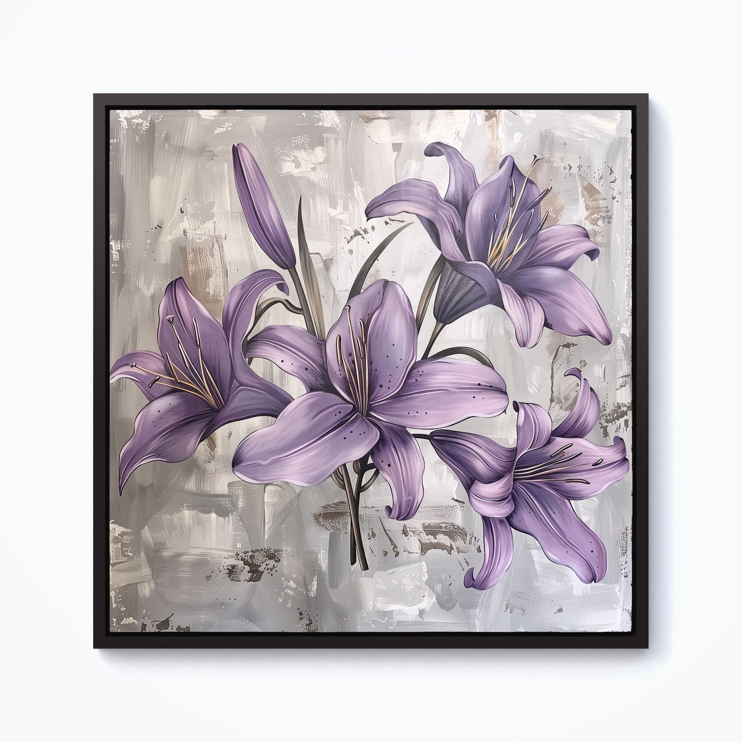 Purple Lilies In Bloom Framed Canvas