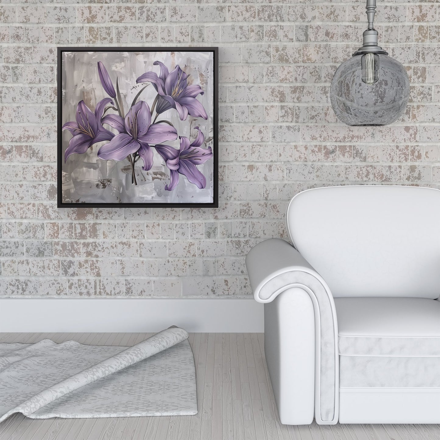 Purple Lilies In Bloom Framed Canvas