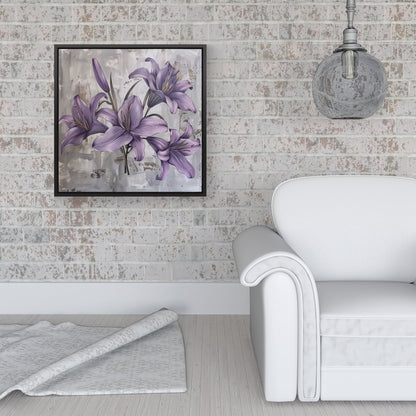 Purple Lilies In Bloom Framed Canvas