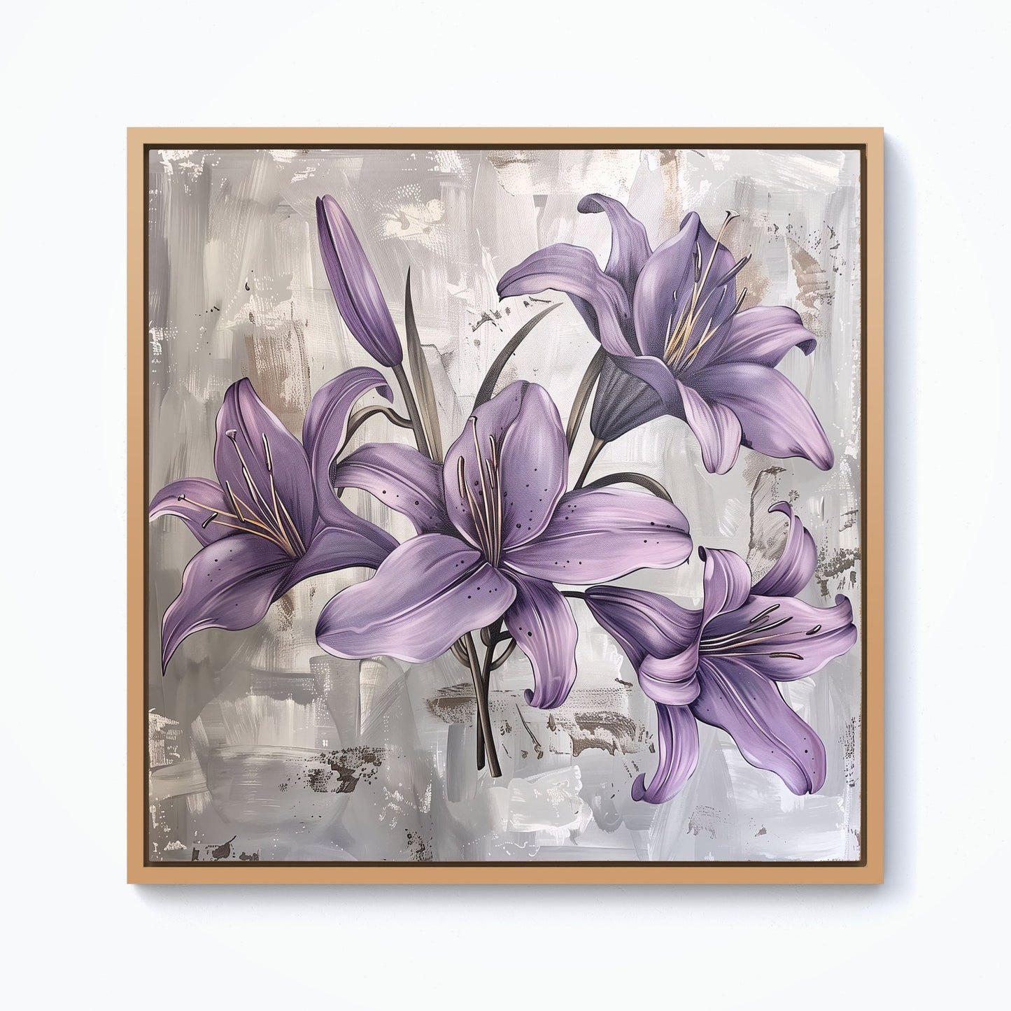 Purple Lilies In Bloom Framed Canvas