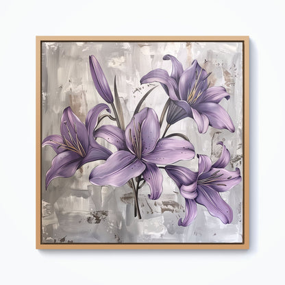 Purple Lilies In Bloom Framed Canvas