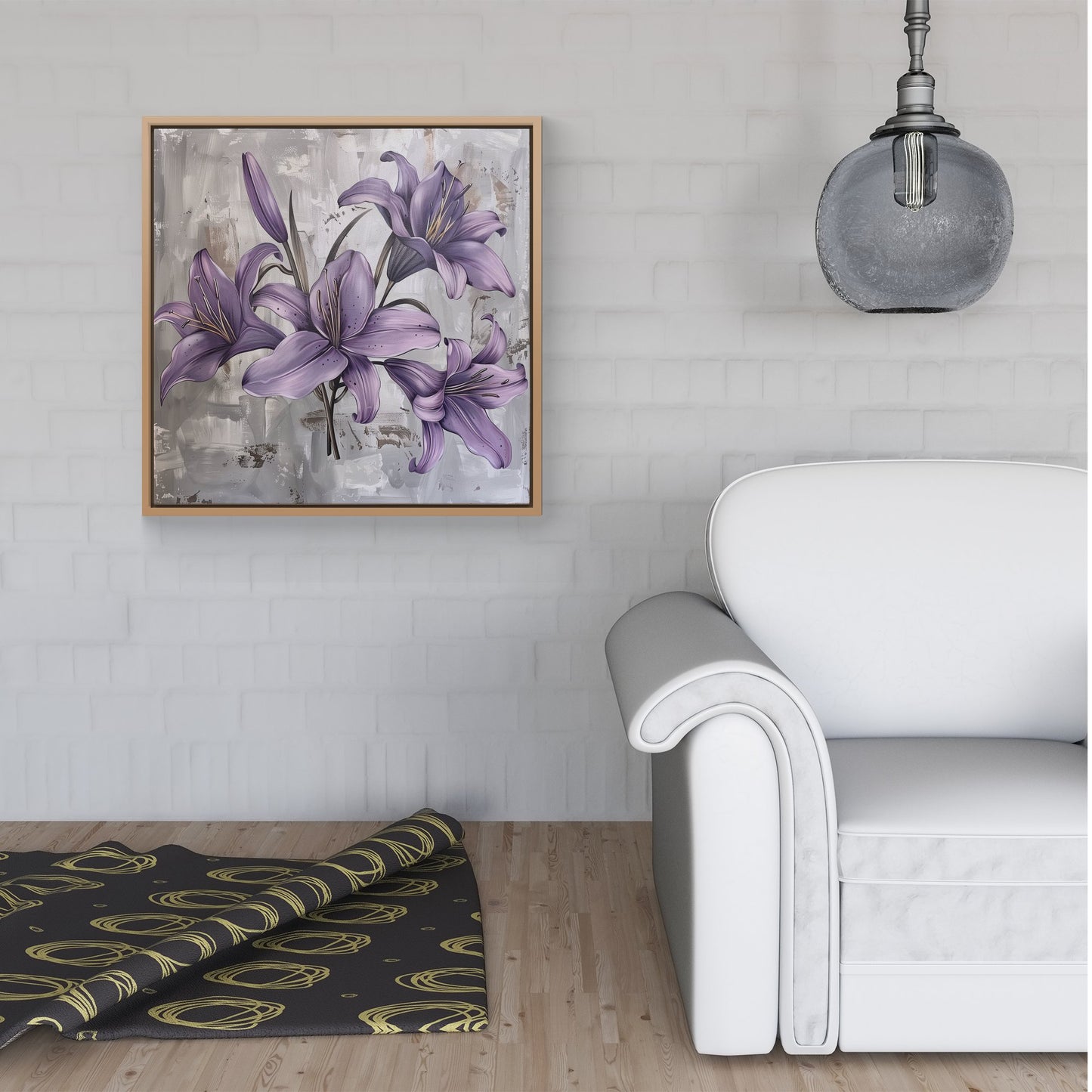 Purple Lilies In Bloom Framed Canvas