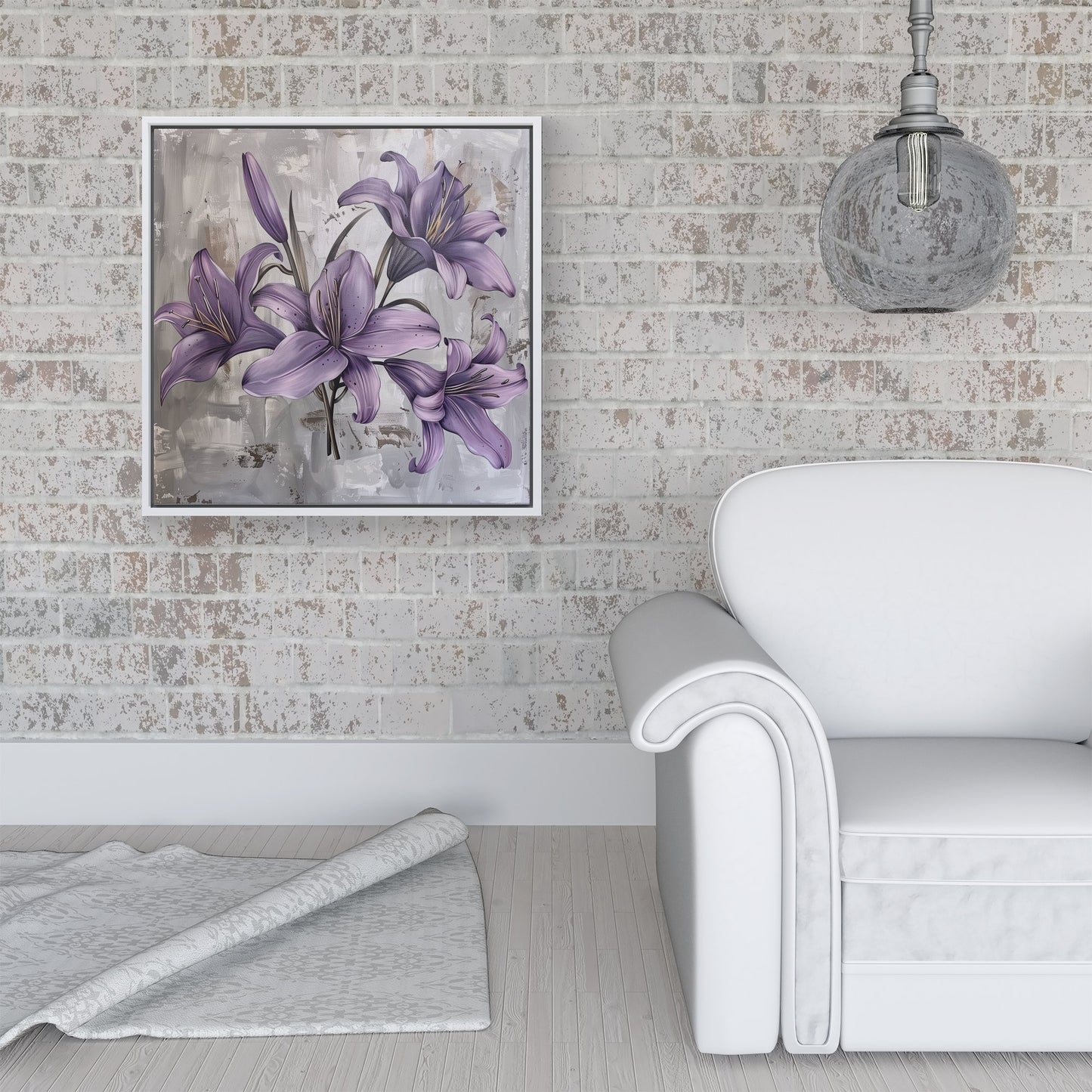Purple Lilies In Bloom Framed Canvas